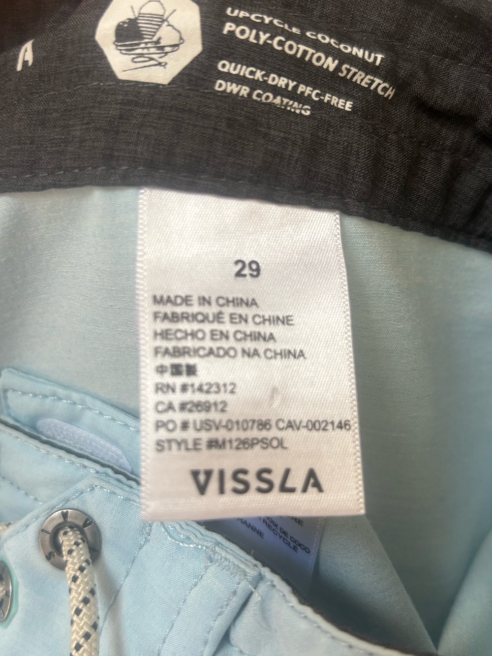 Men’s Vissla Blue Board Shorts 29 Coastal Surf Swim Trunks Stretch - Picture 7 of 7